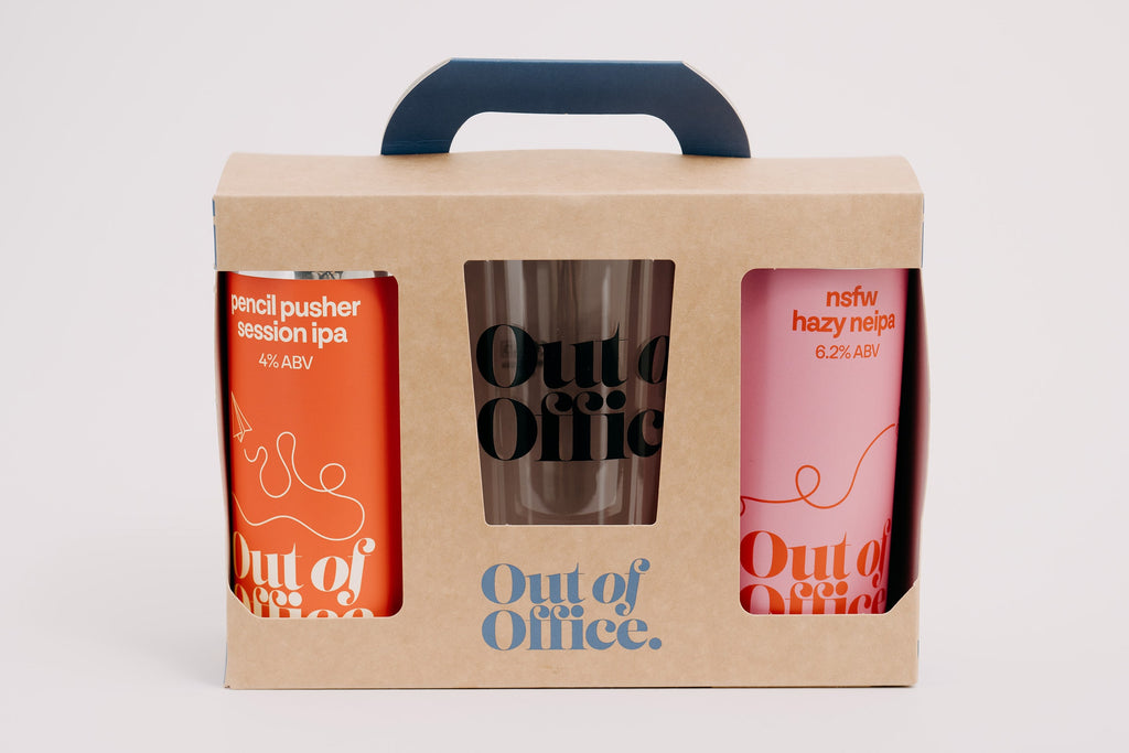 Out of Office Pint Glass/Cans Gift Set